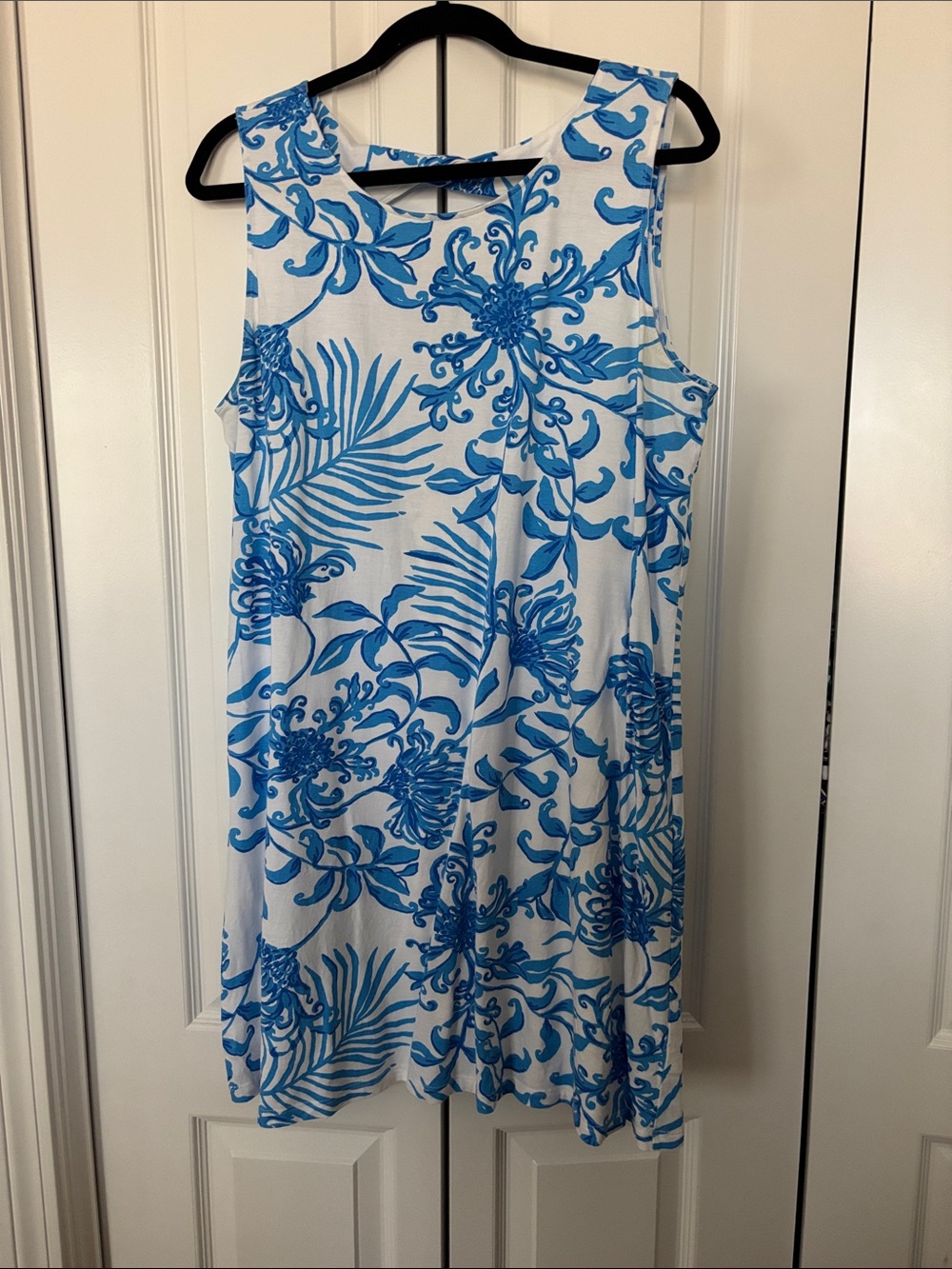 Lily Pulitzer Sleeveless Blue and White Floral Shift Dress